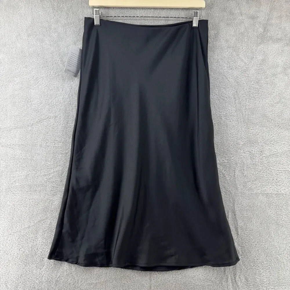 Forgotten Grace Nordstrom Skirt Womens L Black Midi Pencil Flounced Lined New